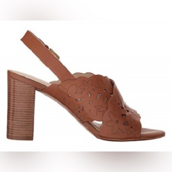 Cole Haan Shoes - Cole Haan Brown Leather Indra high floral summer sandal Slingback Heels